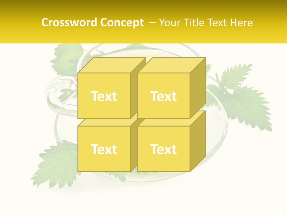 A Cup Of Green Tea With Leaves On A Saucer PowerPoint Template