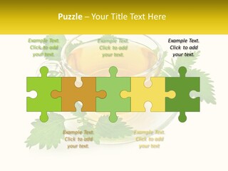 A Cup Of Green Tea With Leaves On A Saucer PowerPoint Template