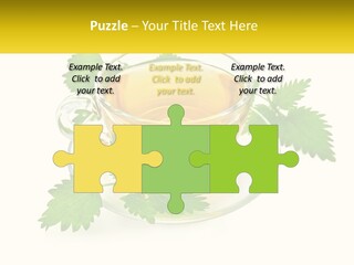 A Cup Of Green Tea With Leaves On A Saucer PowerPoint Template