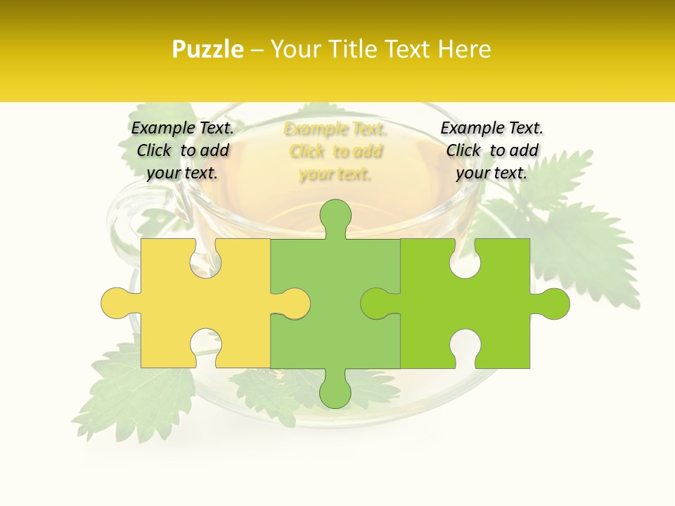 A Cup Of Green Tea With Leaves On A Saucer PowerPoint Template