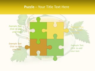 A Cup Of Green Tea With Leaves On A Saucer PowerPoint Template