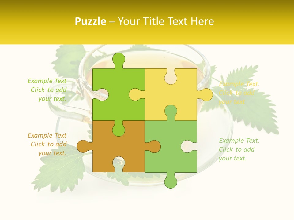 A Cup Of Green Tea With Leaves On A Saucer PowerPoint Template