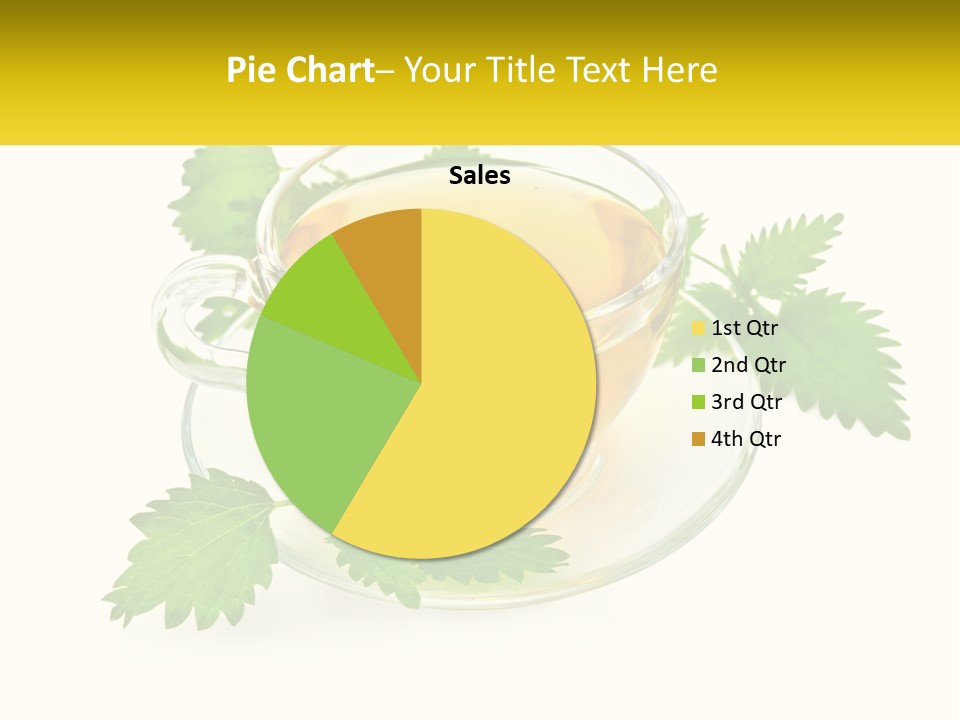 A Cup Of Green Tea With Leaves On A Saucer PowerPoint Template