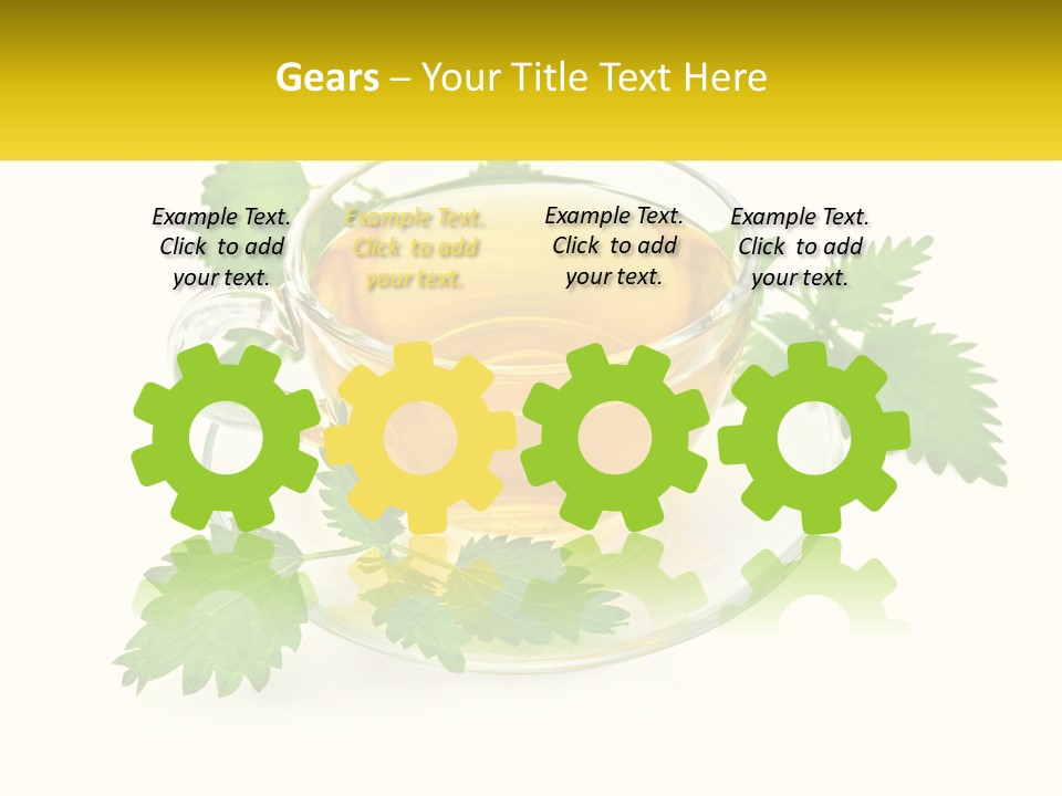 A Cup Of Green Tea With Leaves On A Saucer PowerPoint Template