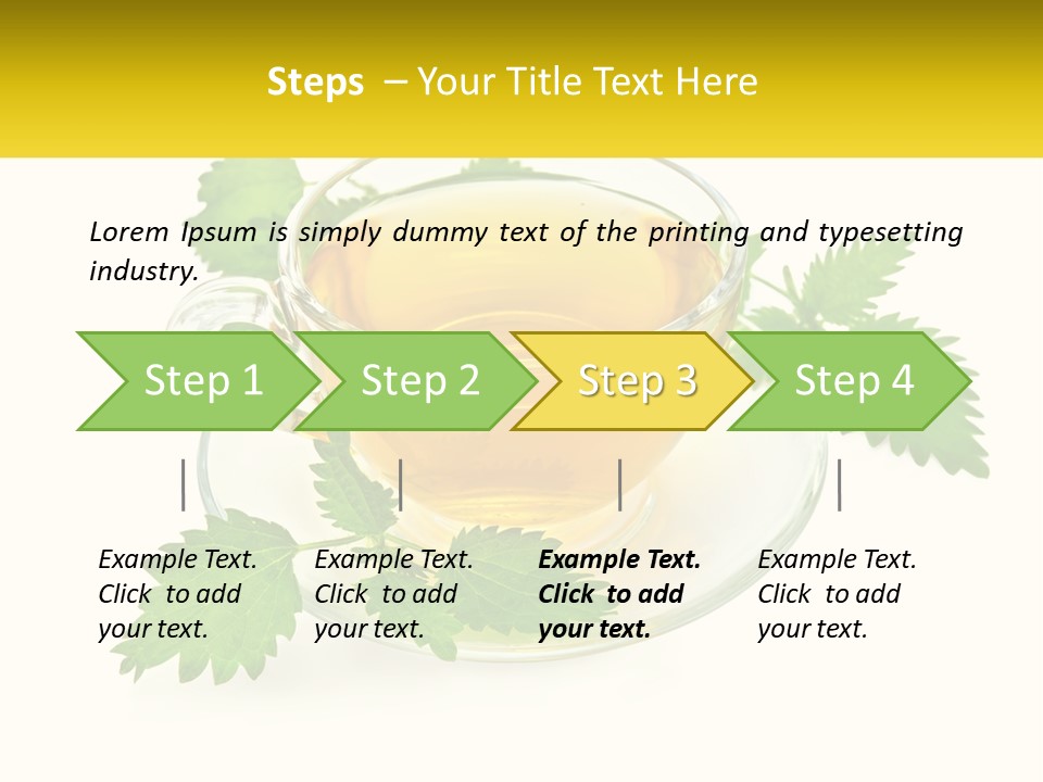 A Cup Of Green Tea With Leaves On A Saucer PowerPoint Template