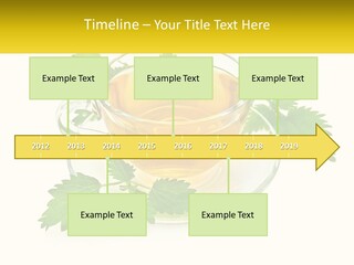 A Cup Of Green Tea With Leaves On A Saucer PowerPoint Template