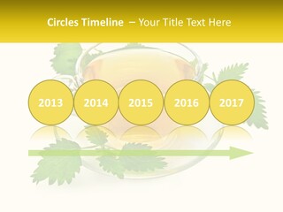 A Cup Of Green Tea With Leaves On A Saucer PowerPoint Template