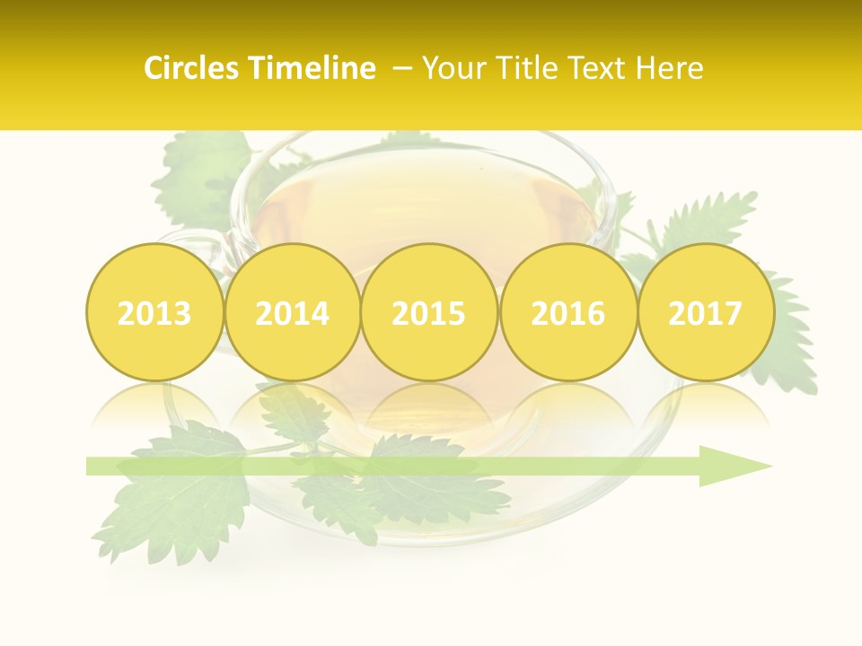 A Cup Of Green Tea With Leaves On A Saucer PowerPoint Template