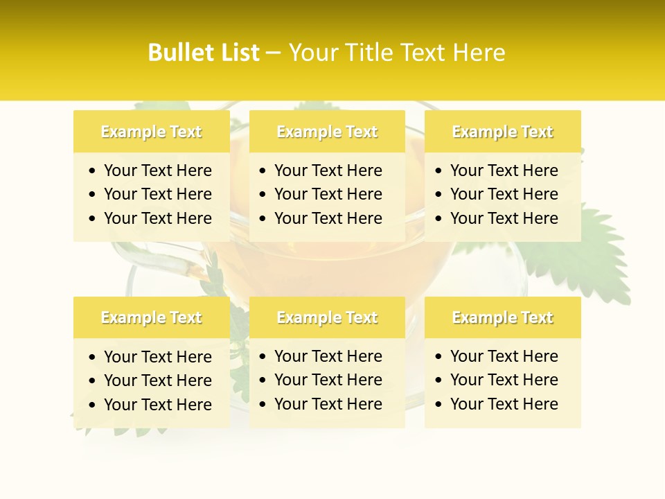 A Cup Of Green Tea With Leaves On A Saucer PowerPoint Template
