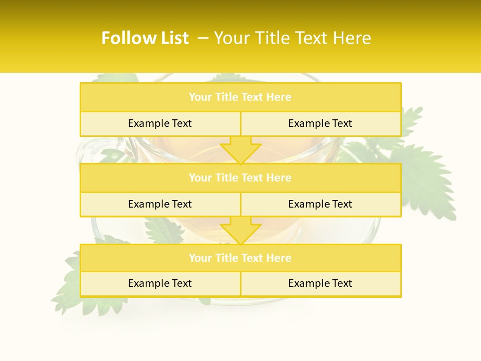 A Cup Of Green Tea With Leaves On A Saucer PowerPoint Template