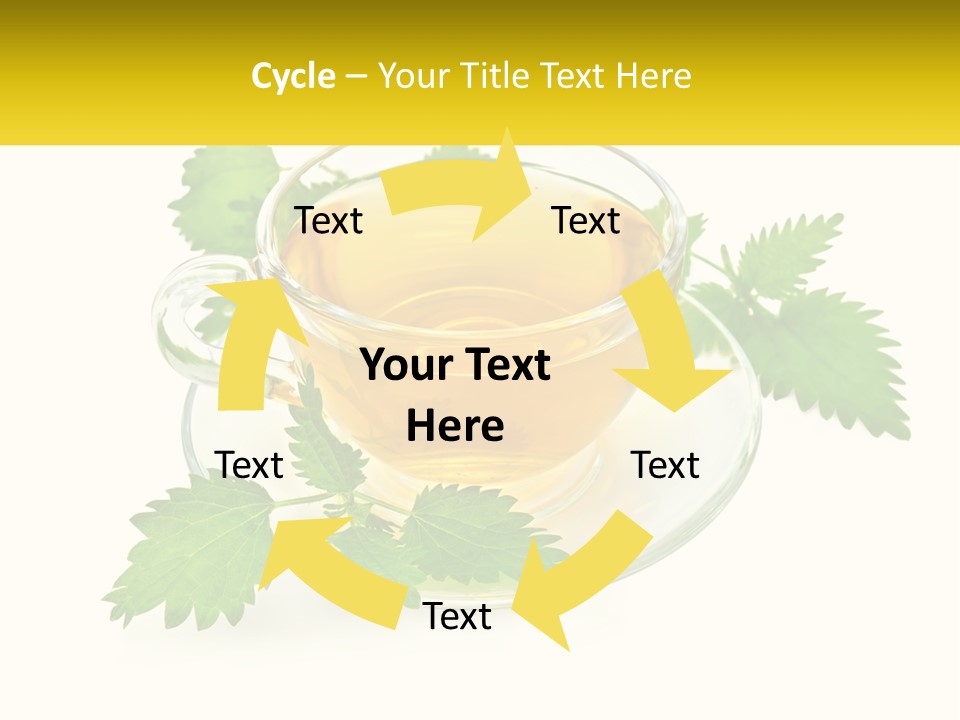 A Cup Of Green Tea With Leaves On A Saucer PowerPoint Template