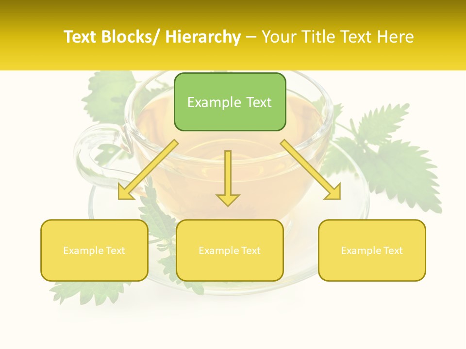 A Cup Of Green Tea With Leaves On A Saucer PowerPoint Template