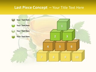 A Cup Of Green Tea With Leaves On A Saucer PowerPoint Template