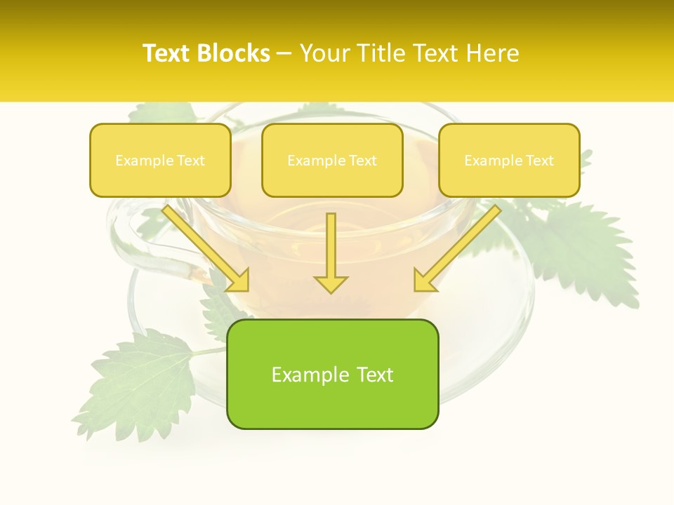 A Cup Of Green Tea With Leaves On A Saucer PowerPoint Template