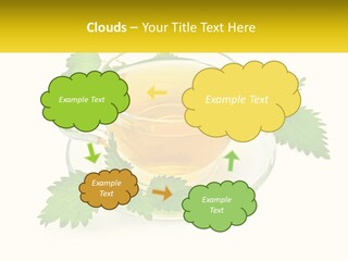 A Cup Of Green Tea With Leaves On A Saucer PowerPoint Template