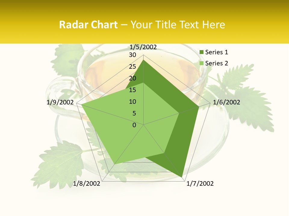 A Cup Of Green Tea With Leaves On A Saucer PowerPoint Template