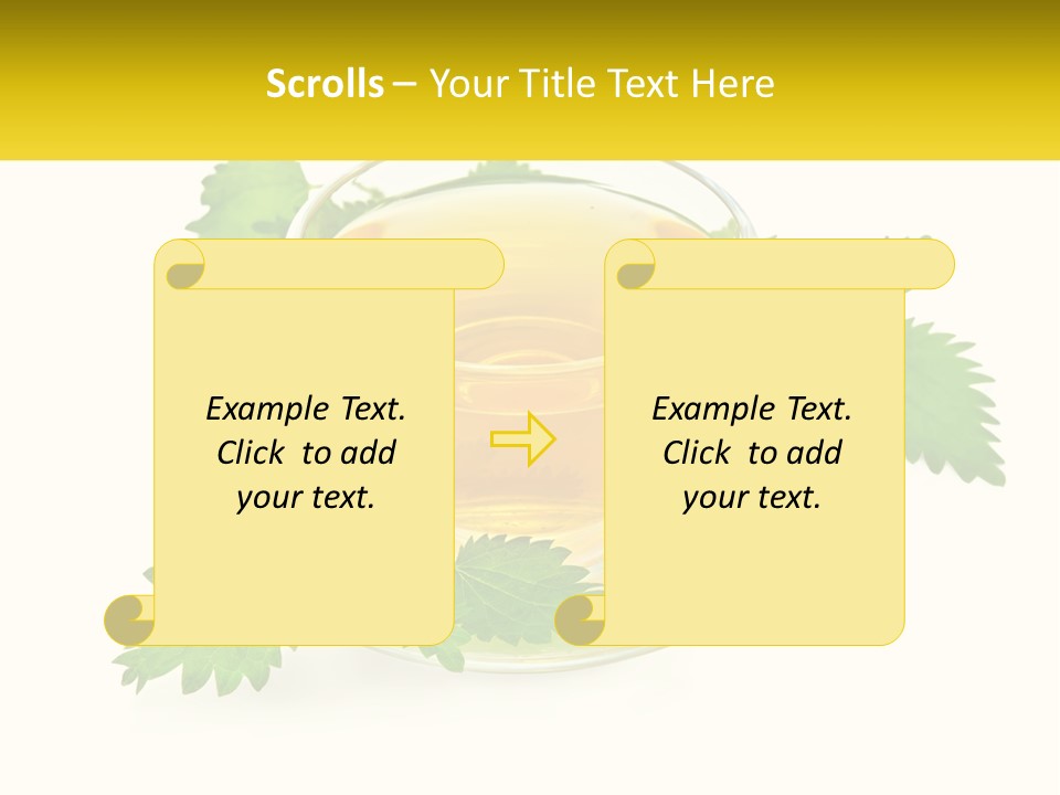 A Cup Of Green Tea With Leaves On A Saucer PowerPoint Template