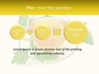 A Cup Of Green Tea With Leaves On A Saucer PowerPoint Template