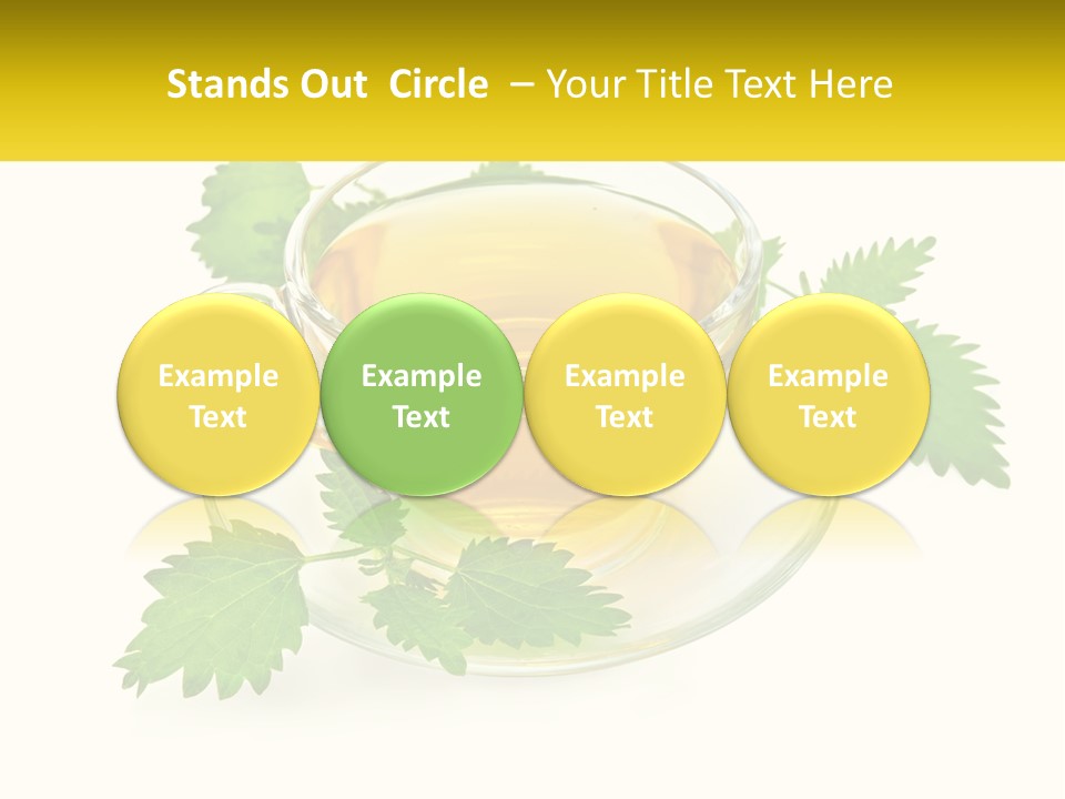 A Cup Of Green Tea With Leaves On A Saucer PowerPoint Template