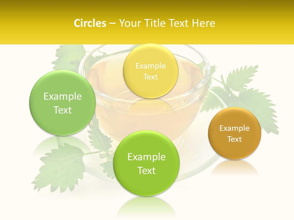 A Cup Of Green Tea With Leaves On A Saucer PowerPoint Template