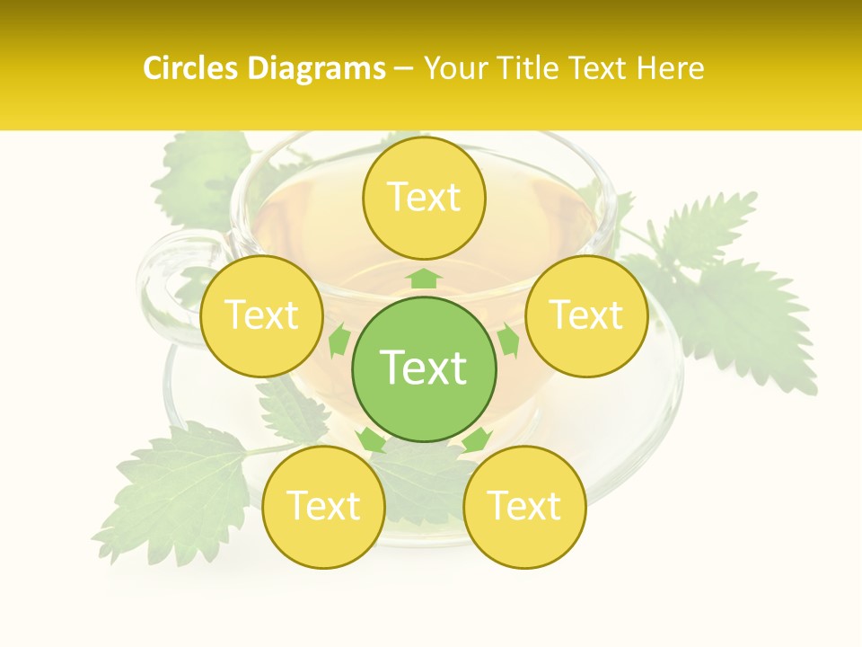 A Cup Of Green Tea With Leaves On A Saucer PowerPoint Template