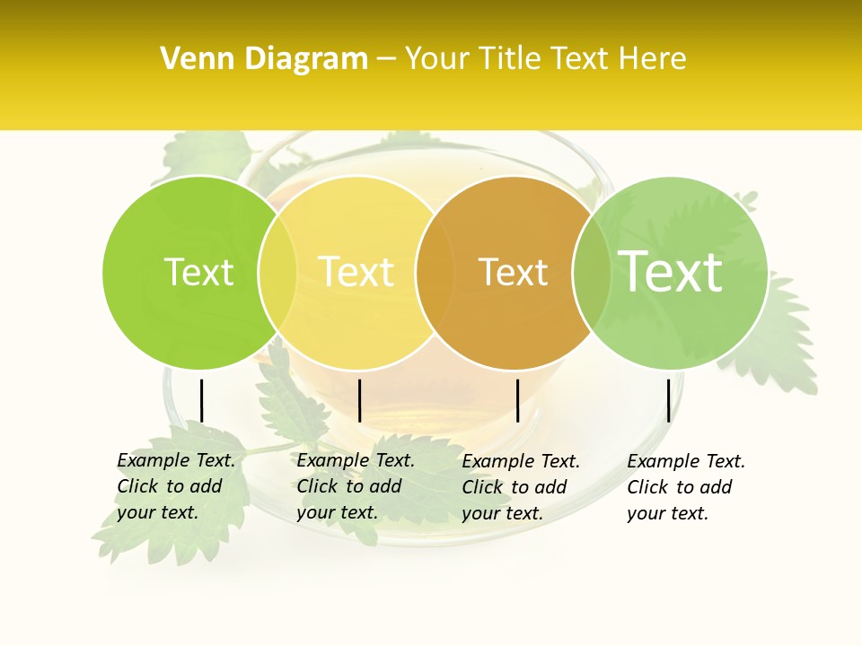 A Cup Of Green Tea With Leaves On A Saucer PowerPoint Template