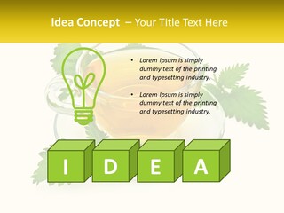 A Cup Of Green Tea With Leaves On A Saucer PowerPoint Template