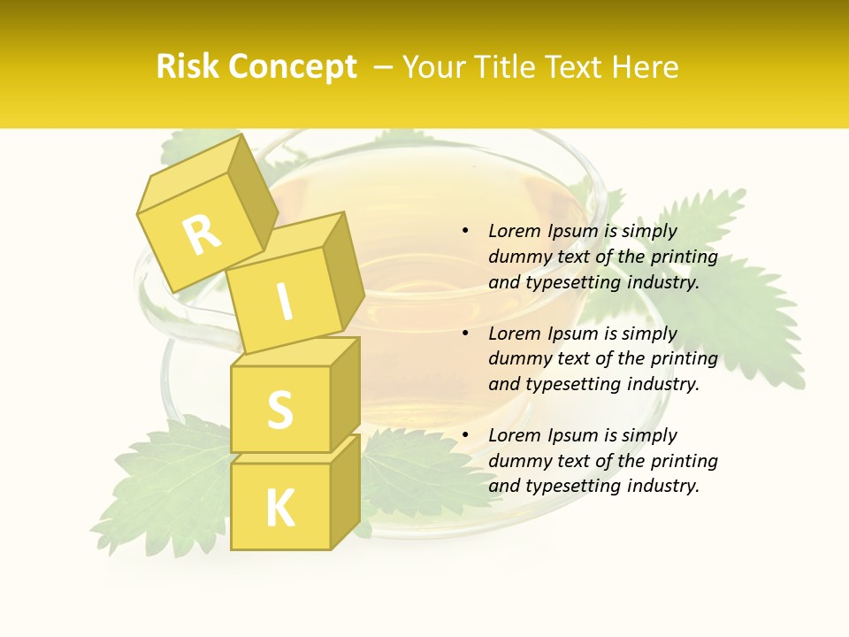 A Cup Of Green Tea With Leaves On A Saucer PowerPoint Template