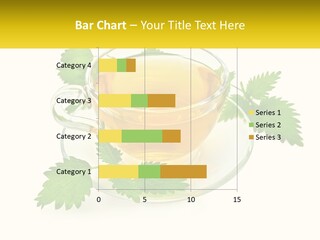A Cup Of Green Tea With Leaves On A Saucer PowerPoint Template