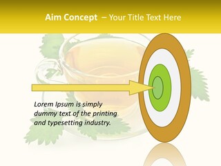 A Cup Of Green Tea With Leaves On A Saucer PowerPoint Template
