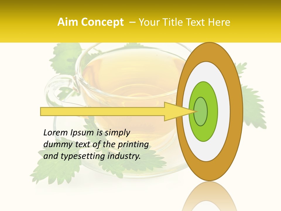 A Cup Of Green Tea With Leaves On A Saucer PowerPoint Template