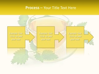 A Cup Of Green Tea With Leaves On A Saucer PowerPoint Template