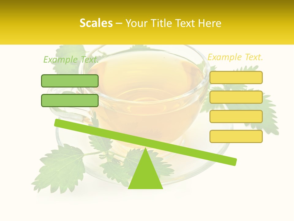 A Cup Of Green Tea With Leaves On A Saucer PowerPoint Template