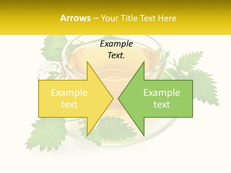 A Cup Of Green Tea With Leaves On A Saucer PowerPoint Template