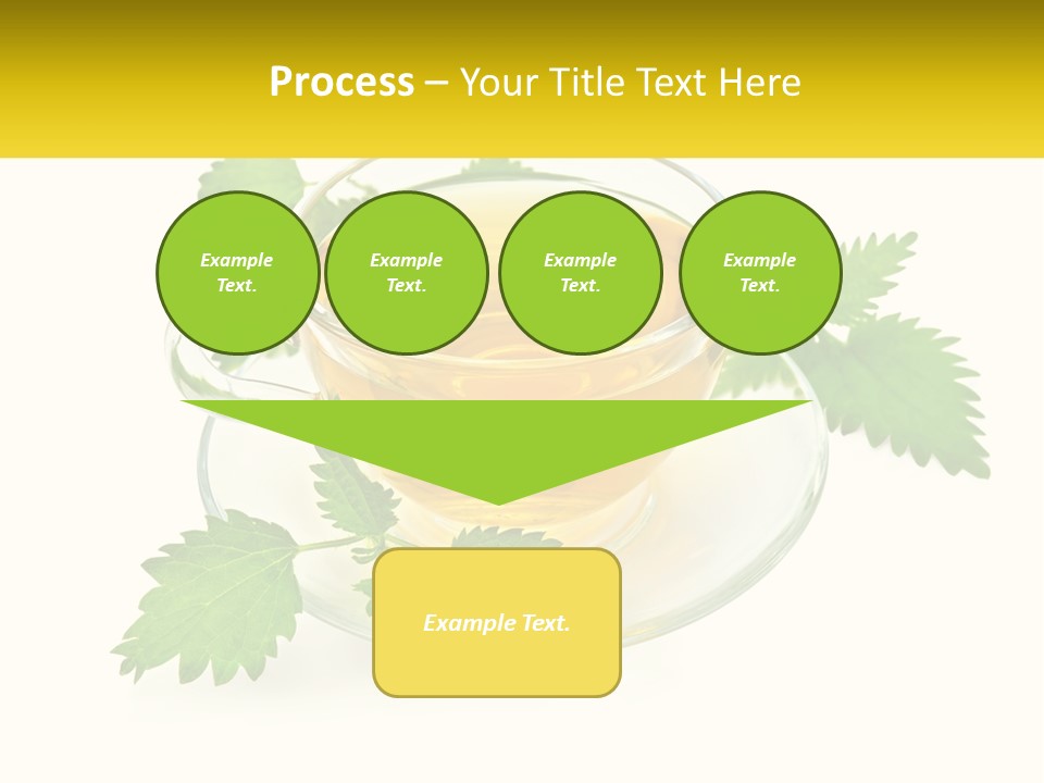A Cup Of Green Tea With Leaves On A Saucer PowerPoint Template