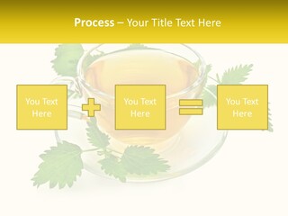 A Cup Of Green Tea With Leaves On A Saucer PowerPoint Template