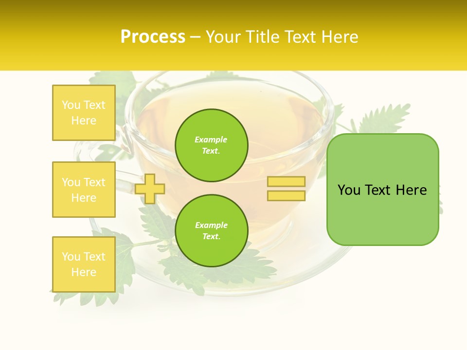 A Cup Of Green Tea With Leaves On A Saucer PowerPoint Template