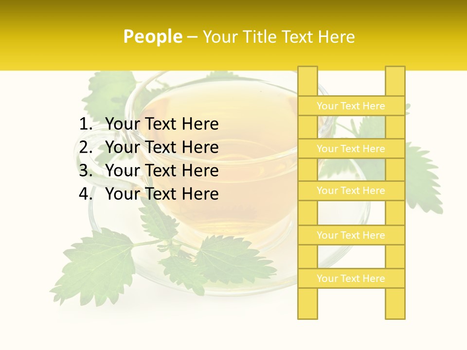 A Cup Of Green Tea With Leaves On A Saucer PowerPoint Template