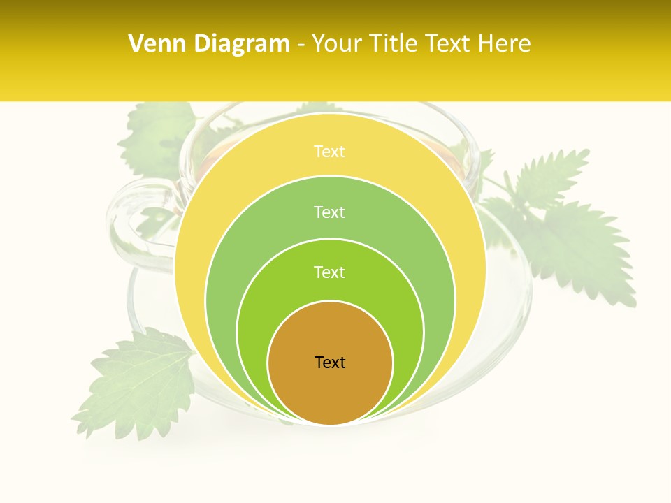 A Cup Of Green Tea With Leaves On A Saucer PowerPoint Template