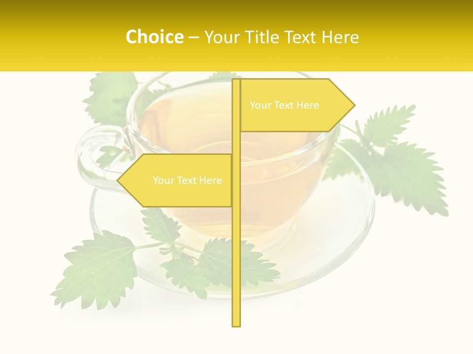 A Cup Of Green Tea With Leaves On A Saucer PowerPoint Template