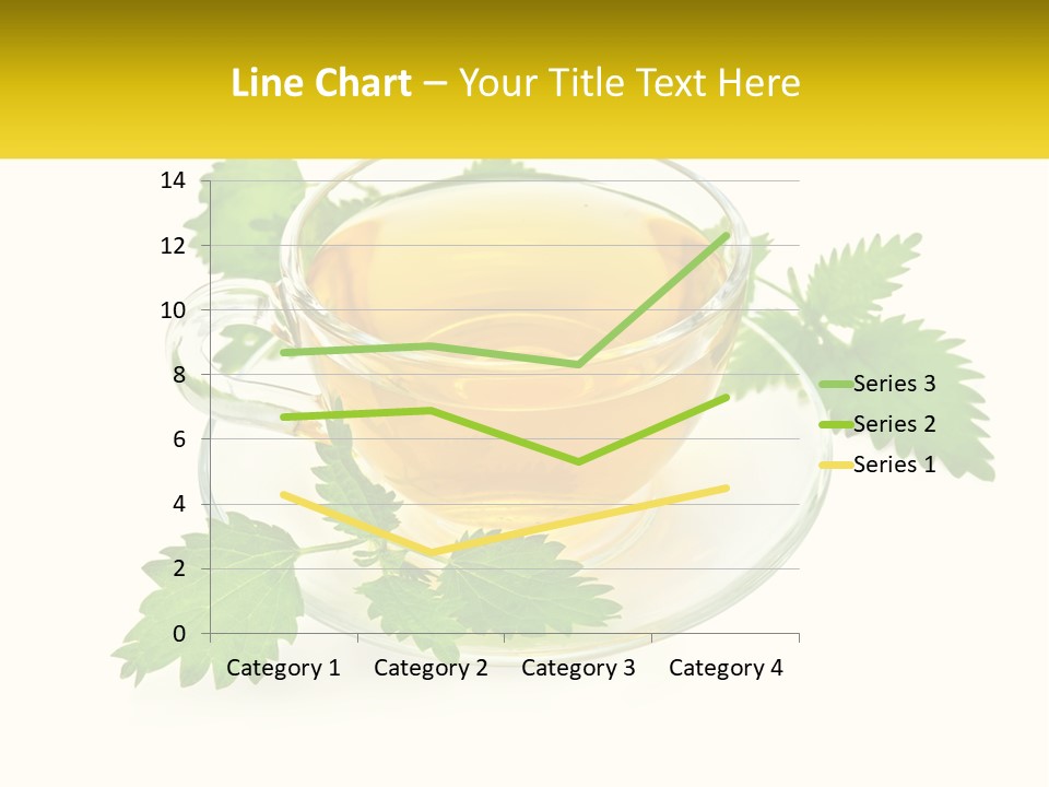 A Cup Of Green Tea With Leaves On A Saucer PowerPoint Template