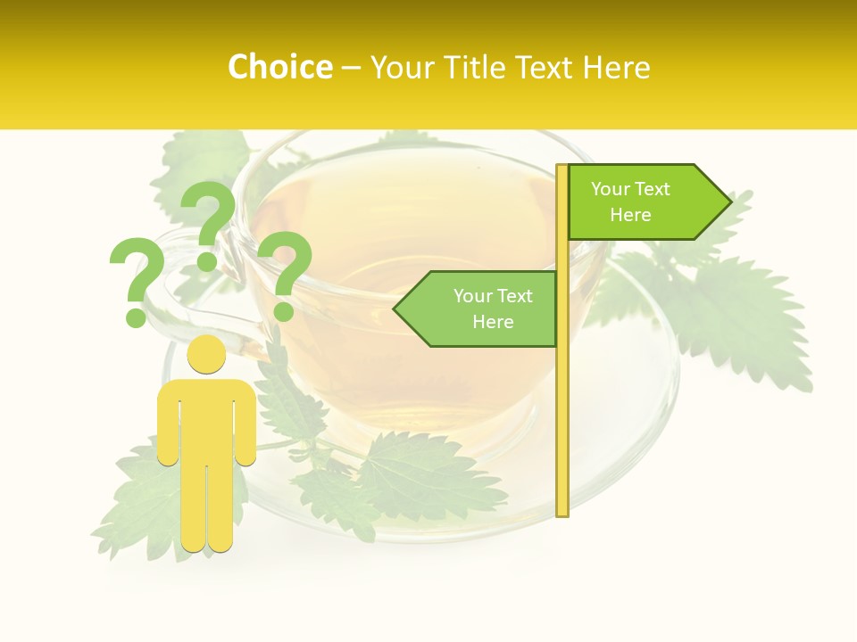 A Cup Of Green Tea With Leaves On A Saucer PowerPoint Template