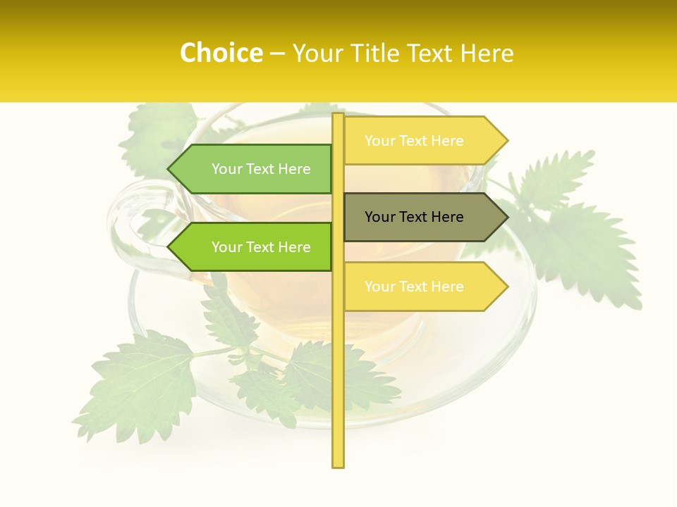 A Cup Of Green Tea With Leaves On A Saucer PowerPoint Template