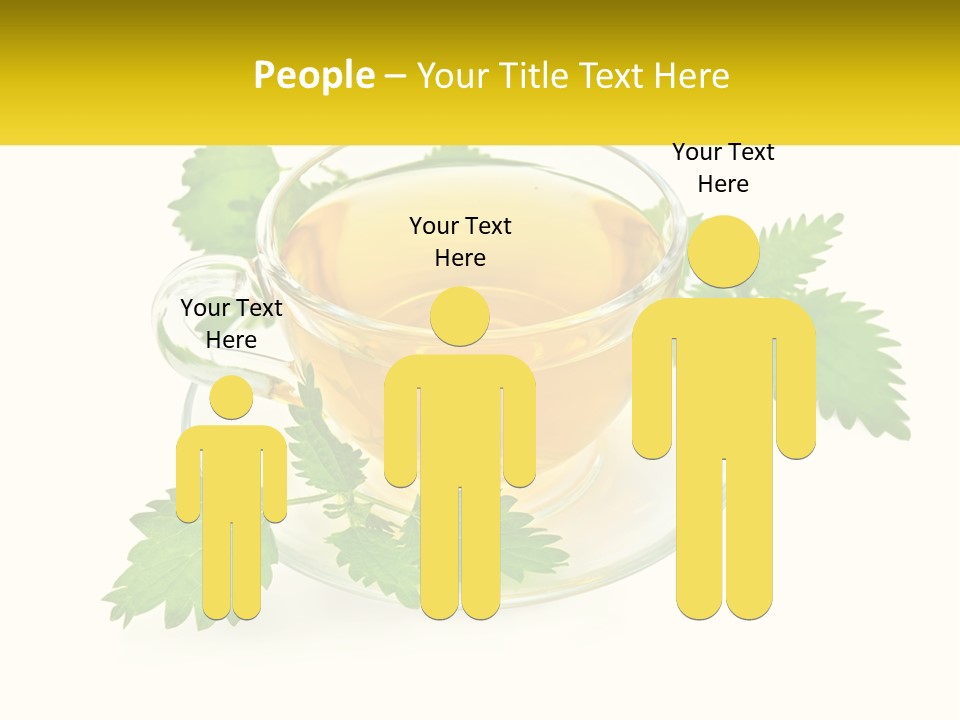 A Cup Of Green Tea With Leaves On A Saucer PowerPoint Template