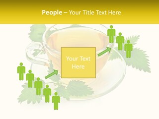 A Cup Of Green Tea With Leaves On A Saucer PowerPoint Template