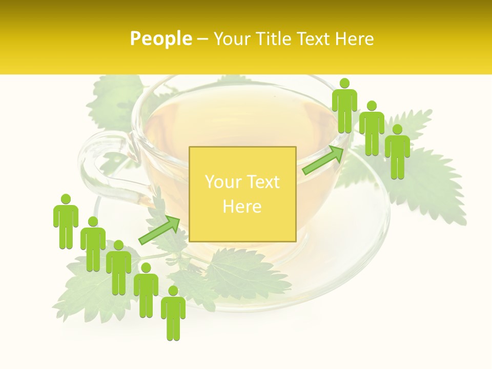 A Cup Of Green Tea With Leaves On A Saucer PowerPoint Template