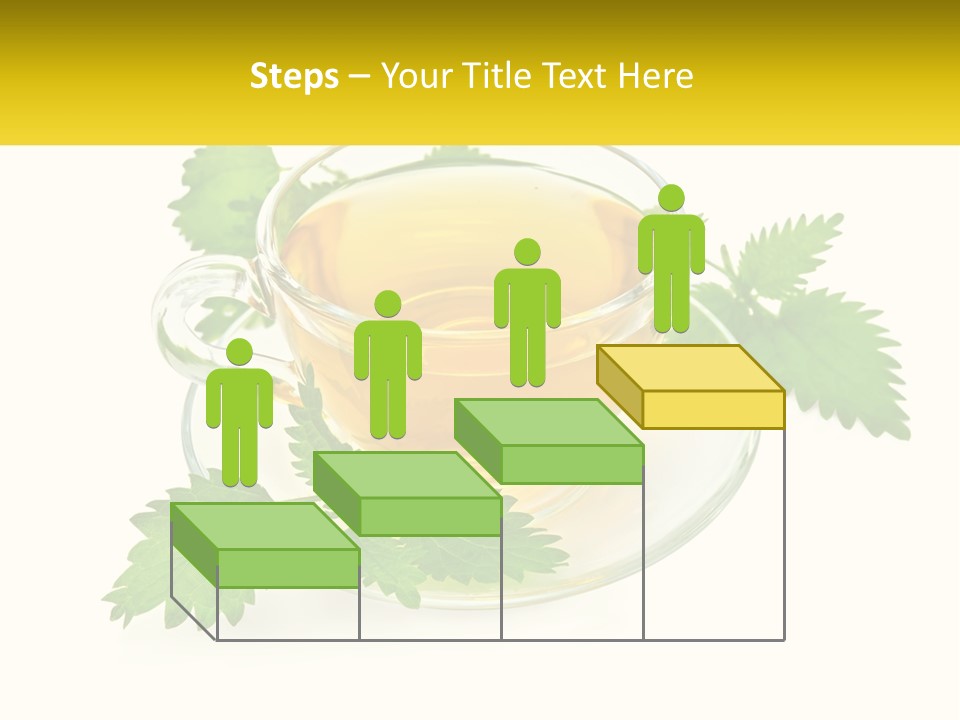A Cup Of Green Tea With Leaves On A Saucer PowerPoint Template