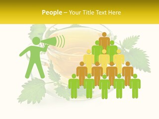 A Cup Of Green Tea With Leaves On A Saucer PowerPoint Template