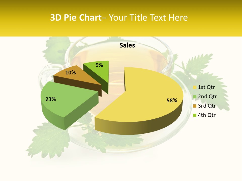 A Cup Of Green Tea With Leaves On A Saucer PowerPoint Template