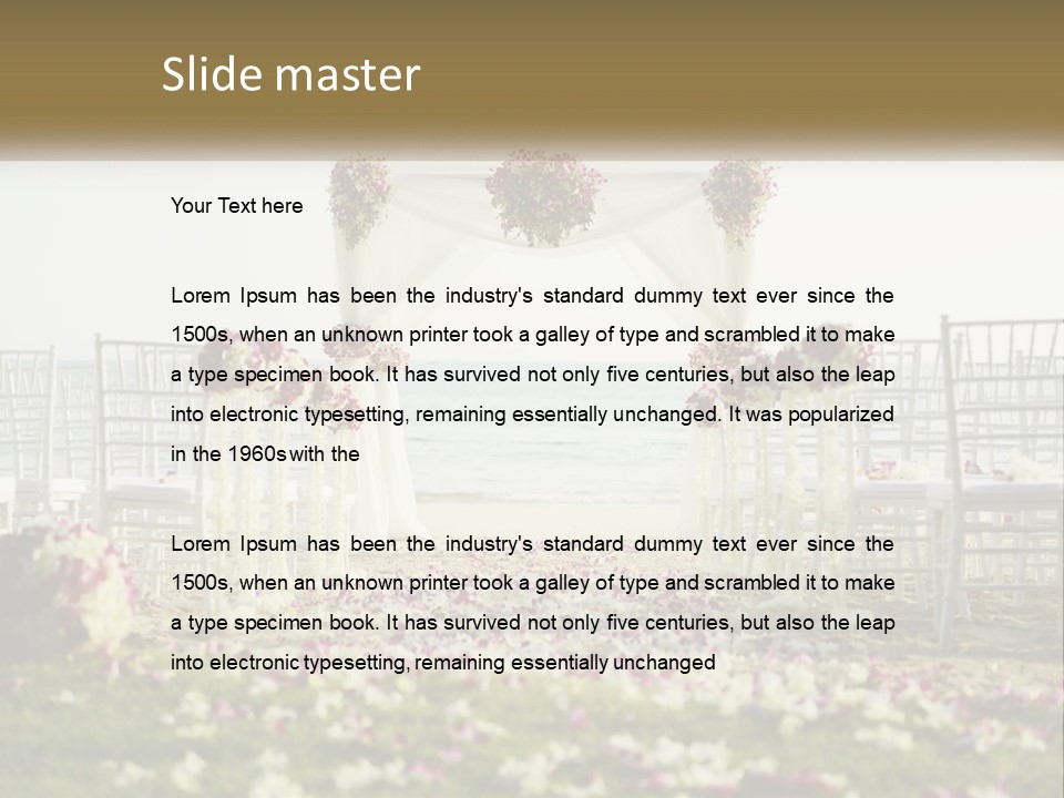 A Wedding Ceremony On The Beach With Flowers PowerPoint Template